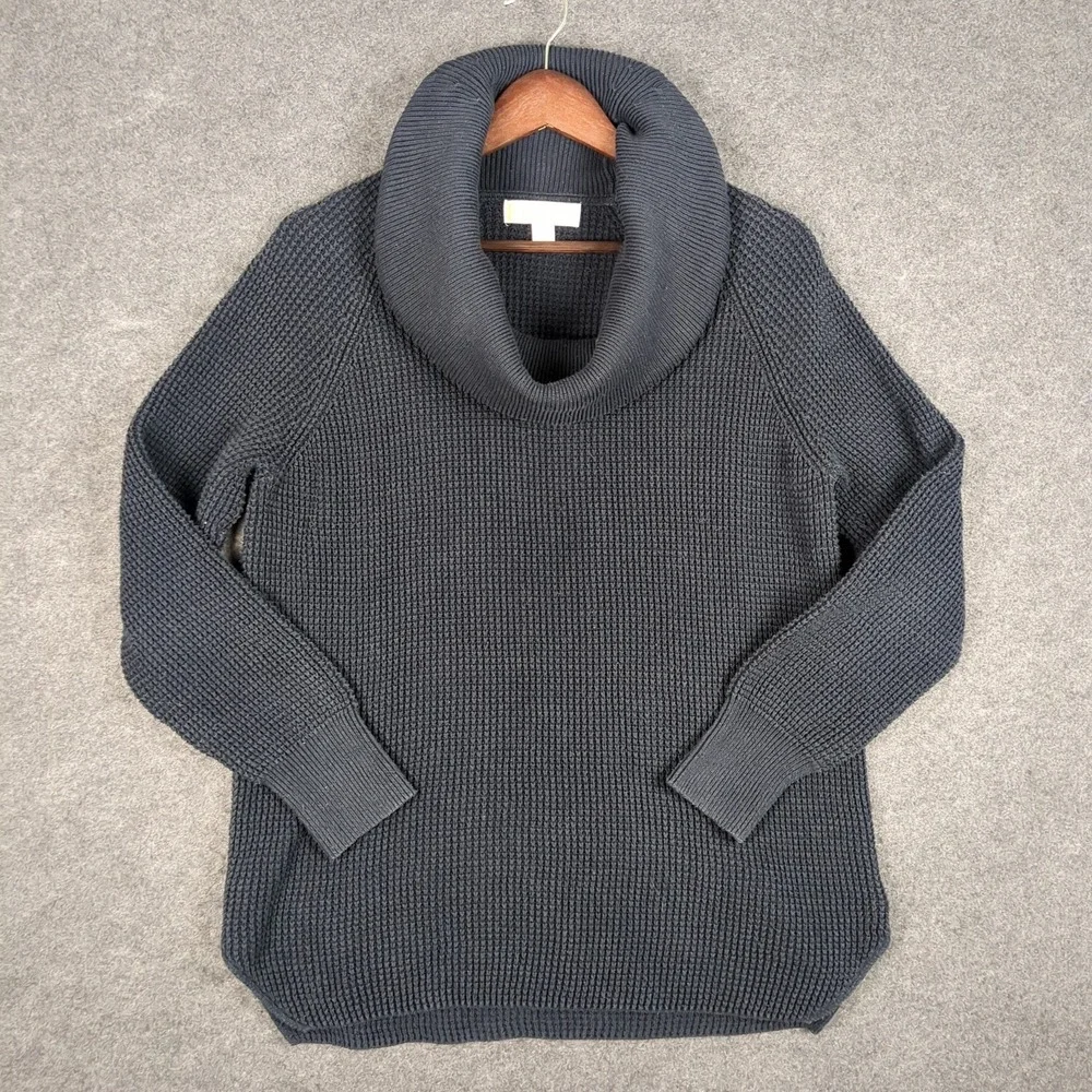 Michael‎ Kors Cowl Neck Waffle Knit Sweater Womens Sz M Gray Long Sleeve Relaxed